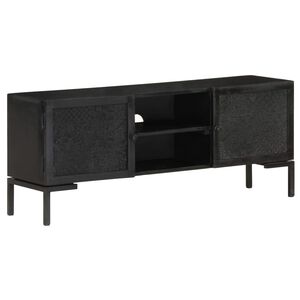 vidaXL TV omarica črna 115x30x46 cm trden mangov les