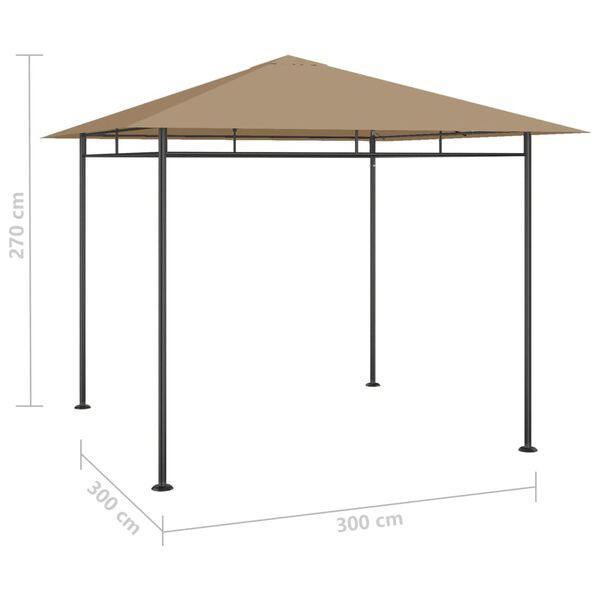 vidaXL Paviljon 3x3x2,7 m taupe 180 g/m²
