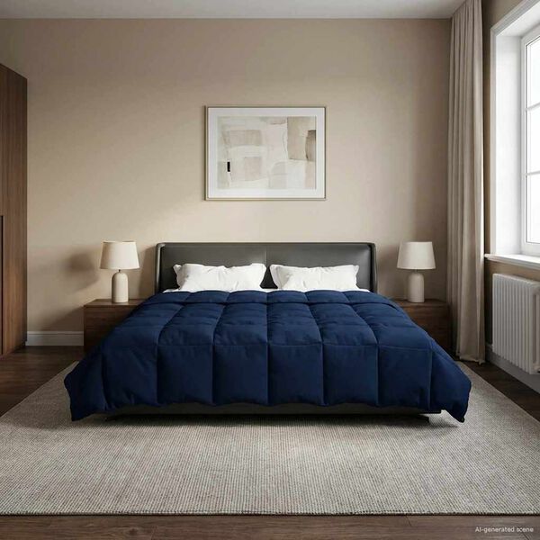 vidaXL Zimska posteljnina Temno modra 200 x 200 cm Mikrovlakna