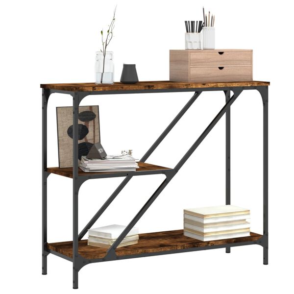 vidaXL Konzolna mizica dimljen hrast 88,5x30x75 cm inženirski les