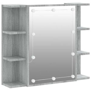 vidaXL Omarica z ogledalom in LED lučkami siva sonoma 70x16,5x60 cm
