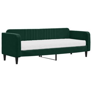 vidaXL Dnevna postelja z vzmetnico temno zelena 80x200 cm žamet