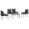 vidaXL Set vrtn furniture z blazino 4 pcs Črna in krem poli ratan