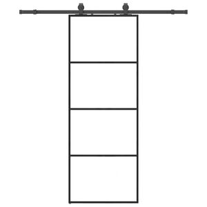vidaXL Drsna vrata z opremo črna 76x205 cm ESG steklo