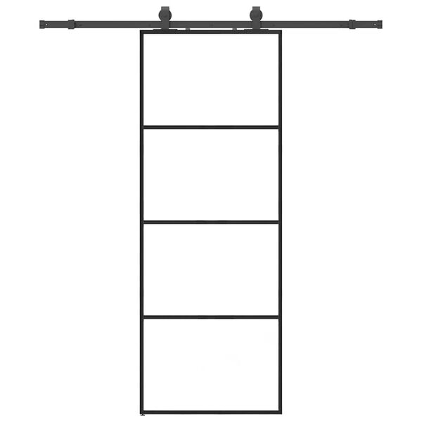 vidaXL Drsna vrata z opremo črna 76x205 cm ESG steklo