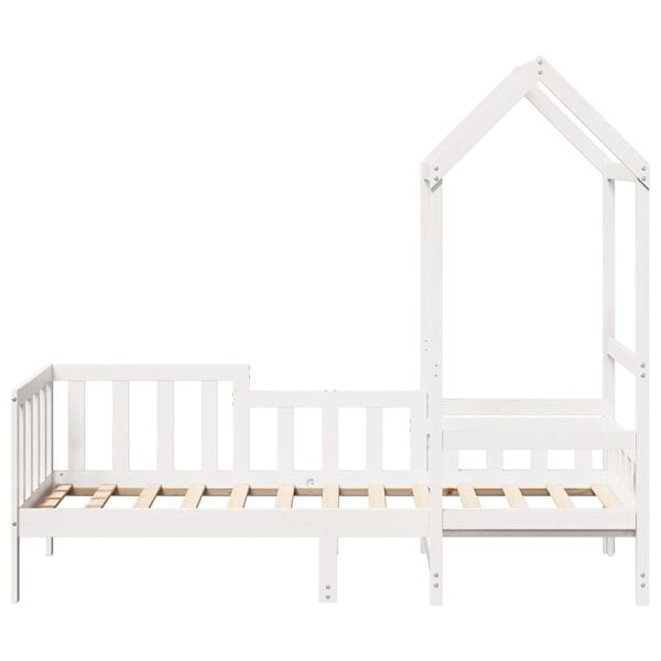 vidaXL Dnevna postelja s streho bela 80x200 cm trdna borovina