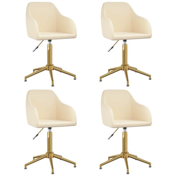 vidaXL Vrtljivi jedilni stoli 4 kosi krem žamet