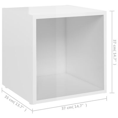 vidaXL TV omarica visok sijaj bela 37x35x37 cm iverna plošča