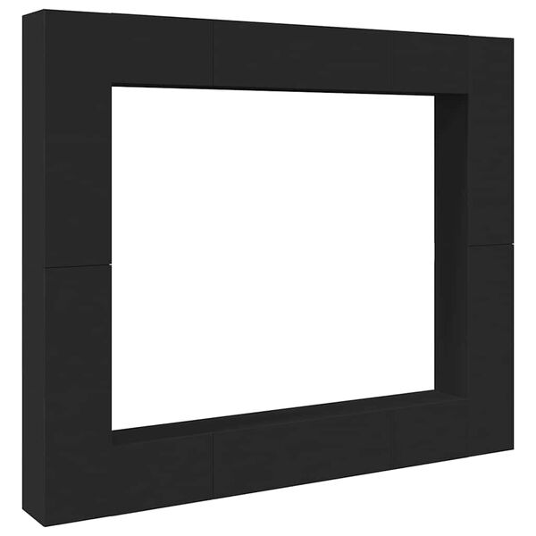 vidaXL Komplet TV omaric 8-delni črna iverna plo&scaron;ča