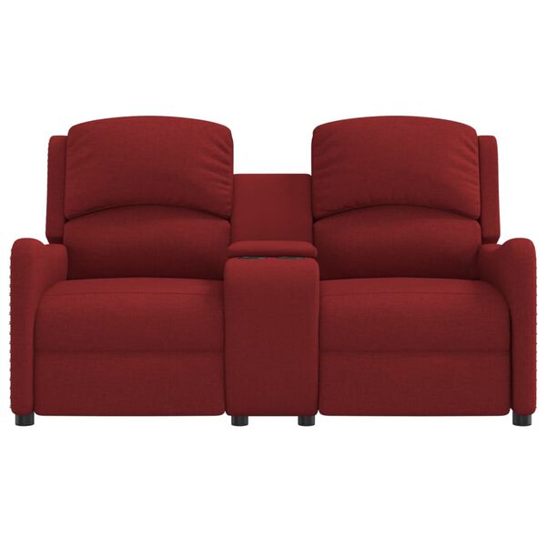 vidaXL Masažni dvosed z držali za skodelico vinsko rdeče blago