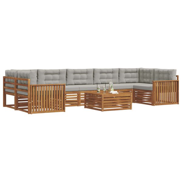 vidaXL Zunanja garnitura za sedenje 8 pcs Naravna in svetlo siva
