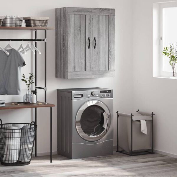 vidaXL Stenska omarica siva sonoma 69,5x34x90 cm inženirski les