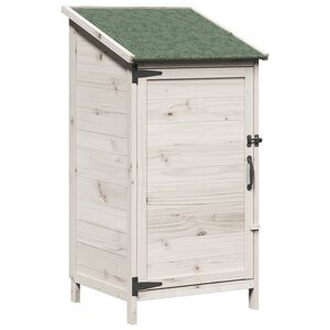 vidaXL Vrtno skladi&scaron;če s streho Bela 59 x 56 x 113,5 cm Trdna smreka