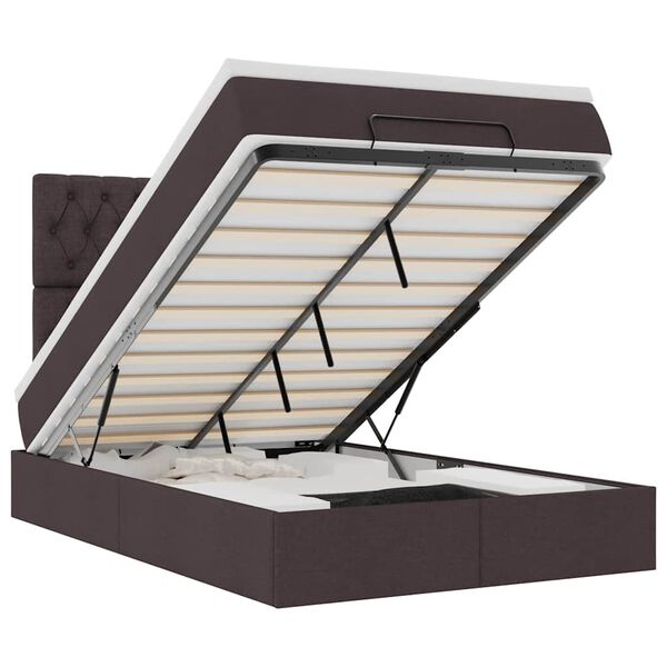 vidaXL Otomanski posteljni okvir z vzmetnico rjav 120x190 cm blago