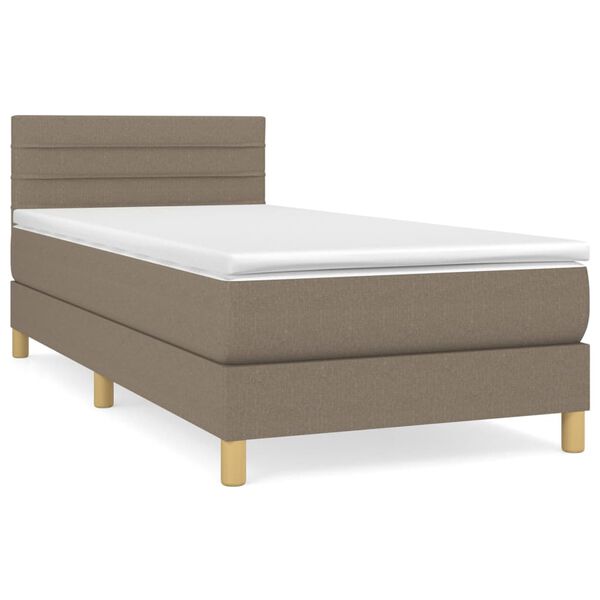 vidaXL Box spring postelja z vzmetnico taupe 90x190 cm blago