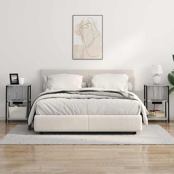 vidaXL Nočna omarica 2 pcs Siva Sonoma 38 x 31 x 61 cm Konstruiran les