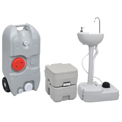 vidaXL Prenosno stranišče in umivalnik s posodo za vodo za kampiranje