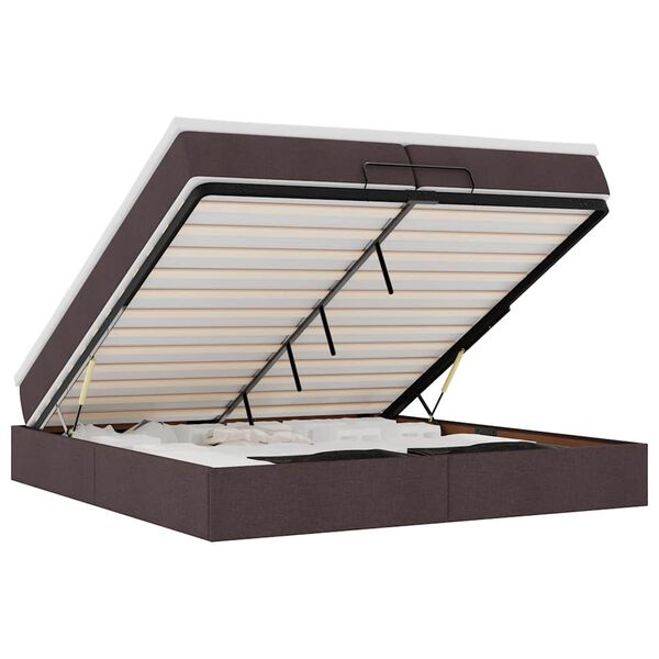 vidaXL Otomanski posteljni okvir z vzmetnicami rjav 200x200 cm blago