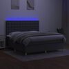 vidaXL Box spring postelja z vzmetnico LED temno siva 180x200 cm blago