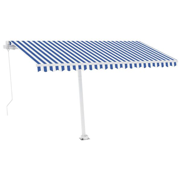 vidaXL Prostostoječa ročno zložljiva tenda 450x350 cm modra/bela