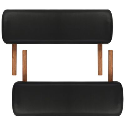 vidaXL Zložljiva masažna miza 3 cone z lesenim okvirjem črna