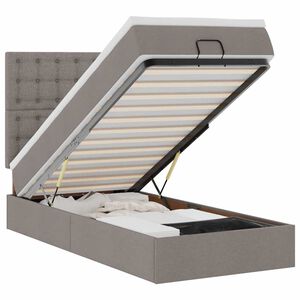 vidaXL Otomanska postelja z vzmetnico taupe 90x200 cm blago