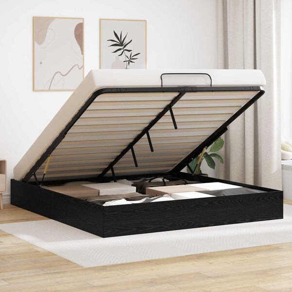 vidaXL Ottomanska postelja Črni Hrast 203 x 160 x 25 cm