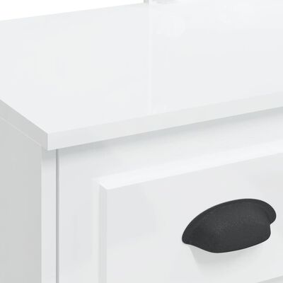 vidaXL Toaletna mizica z LED lučkami visok sijaj bela 90x42x132,5 cm