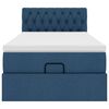 vidaXL Otomanska postelja z vzmetnico & LED modra 100x200 cm Tkanina