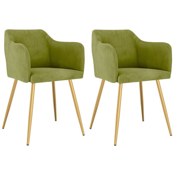 vidaXL Jedilni stoli 2 kosa svetlo zelen žamet