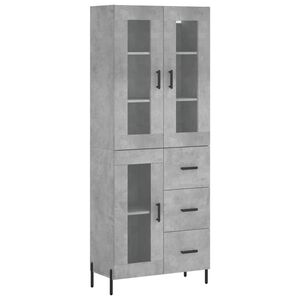 vidaXL Visoka komoda betonsko siva 69,5x34x180 cm inženirski les