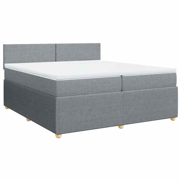 vidaXL Box spring postelja z vzmetnico svetlo siva 200x200 cm blago