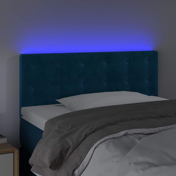 vidaXL LED posteljno vzglavje temno modro 90x5x78/88 cm žamet