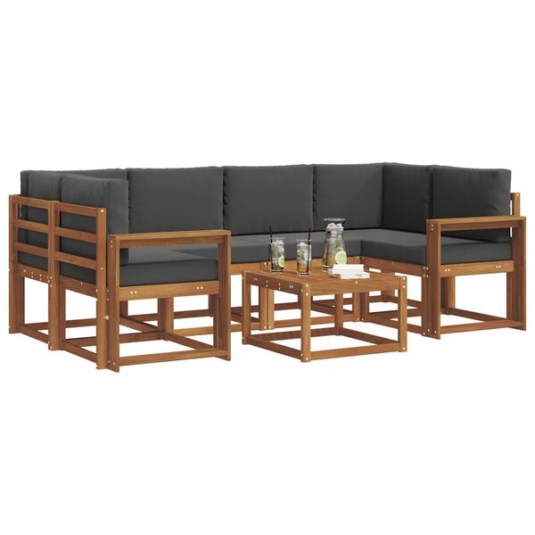 vidaXL Zunanja garnitura za sedenje 7 pcs Naravna in antracitna