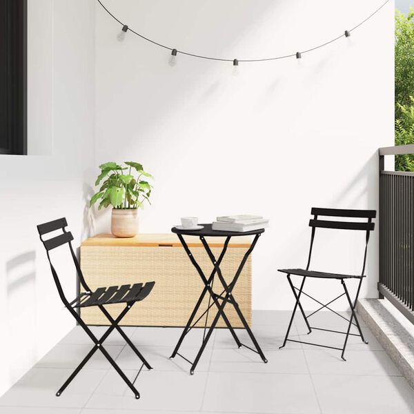 vidaXL Zložljiv bistro set 3 pcs Antracit Jeklo