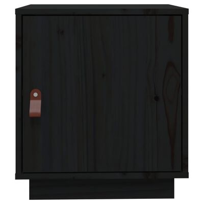 vidaXL Nočna omarica črna 40x34x45 cm trdna borovina