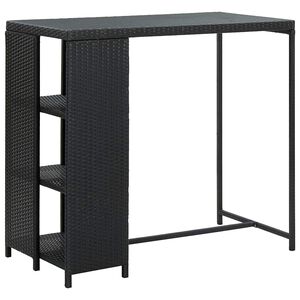 vidaXL Barska miza s stojalom za shranjevanje črna 120x60x110 cm