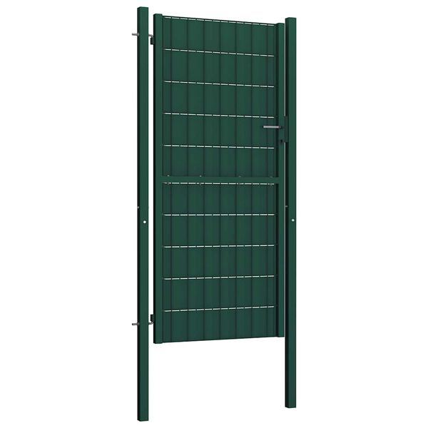 vidaXL Ograjna vrata PVC in jeklo 100x124 cm zelena