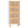 vidaXL Komoda bela 40x30x90 cm trdna borovina in naravni ratan