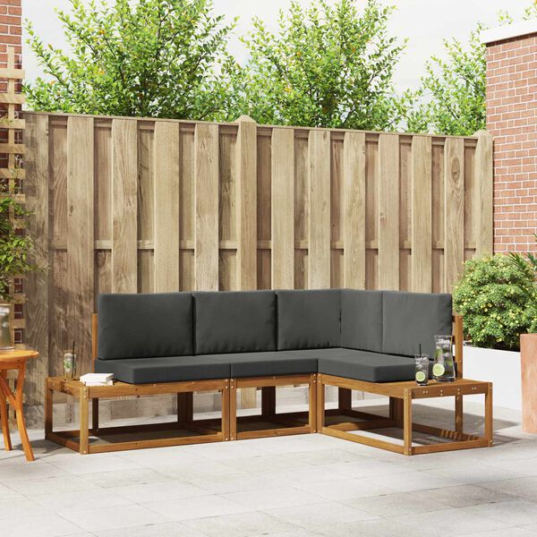 vidaXL Zunanja garnitura za sedenje 4 Kos Naravna in antracitna