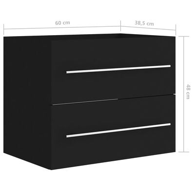 vidaXL Omarica za umivalnik črna 60x38,5x48 cm iverna plošča
