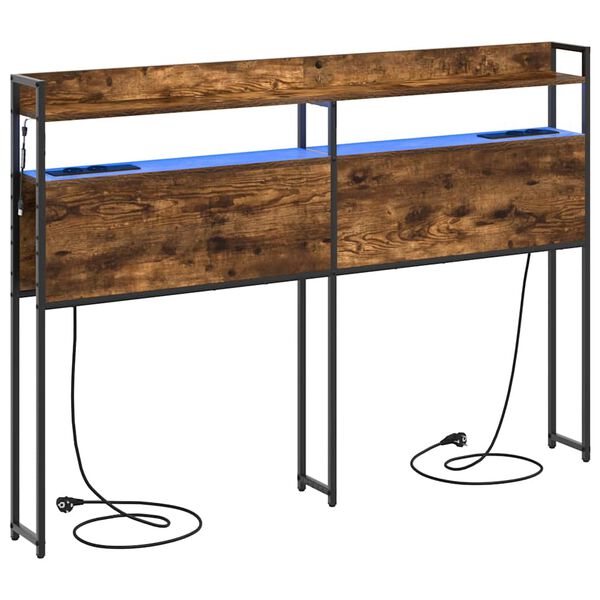 vidaXL Vzglavje s polico Dimljeni hrast 150 cm Konstruiran les