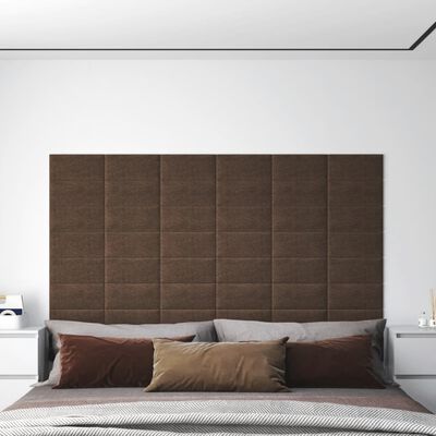 vidaXL Stenski paneli 12 kosov rjavi 30x15 cm blago 0,54 m²