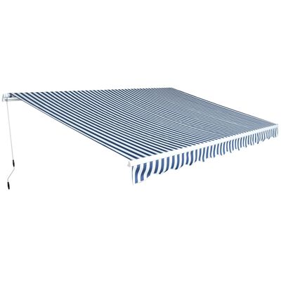 vidaXL Ročno zložljiva tenda 450 cm modra/bela