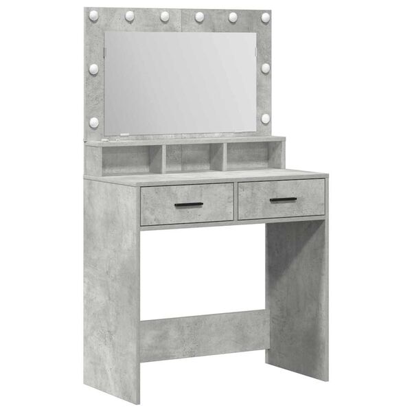 vidaXL Toaletna mizica Betonsko siva 79 x 41 x 135 cm Konstruiran les