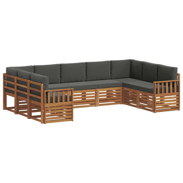 vidaXL Sedežne garniture z blazino 9 pcs Naravna in antracitna