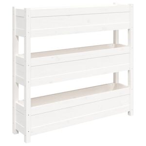 vidaXL Visoka greda bela 112x25x104,5 cm trdna borovina