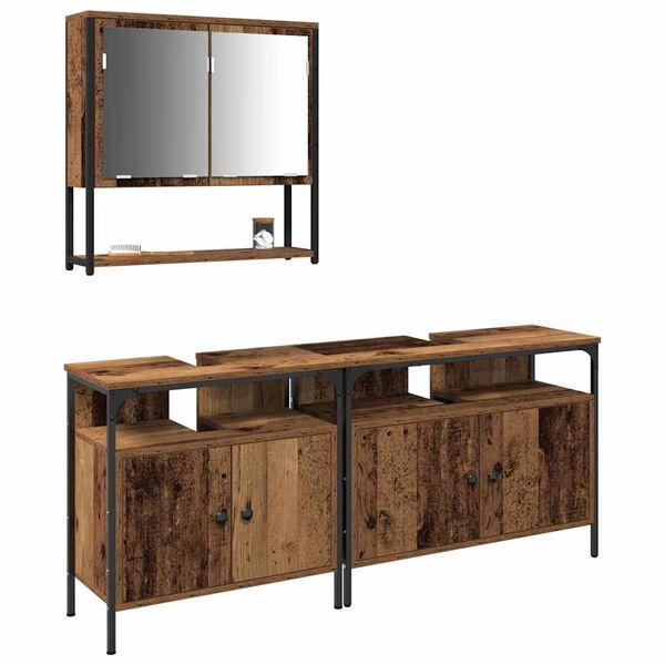 vidaXL Komplet pohi&scaron;tva za kopalnico 3 pcs Rjava Konstruiran les