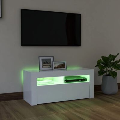 vidaXL TV omarica z LED lučkami bela 90x35x40 cm