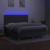 vidaXL Box spring postelja z vzmetnico LED temno siva 160x200 cm blago